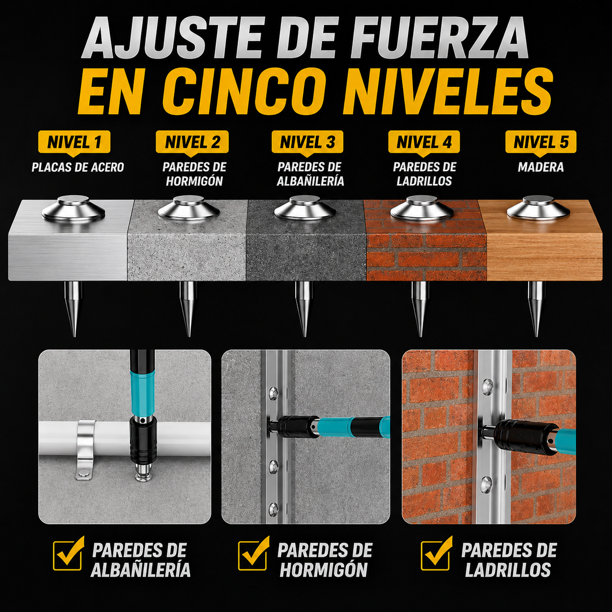Pistola Portátil Para Colocar Remaches y Clavos